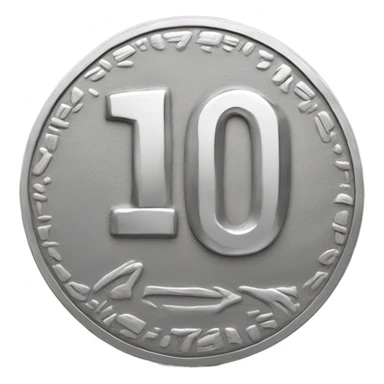 A silver coin that is written “100” clay 3d sticker