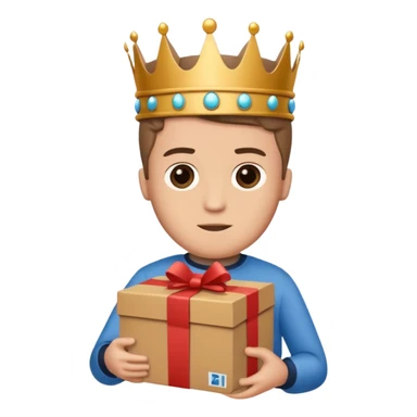 King Alexander hold carton box gift sticker
