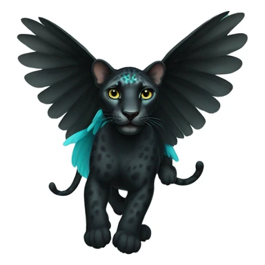winged black leopard with turquoise eyes flying sticker