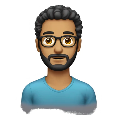 Persona, hombre, 33 años, lentes con marco negro, cabello corto, ojos marrones, barba de 3 dias sticker