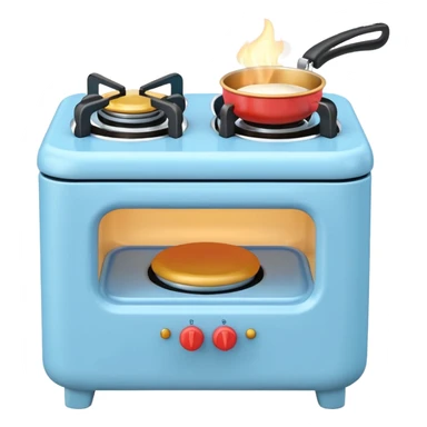 Cute toy stove, single burner only which is empty front view.
BabyBus - style 2.5D soft shading, bright pastel colors. 
Rounded chunky toy shape, simple details.
Even studio lighting, NO harsh light, NO realism, NO textures.
Smooth matte surface, no outlines, no strokes.
Clean background. sticker