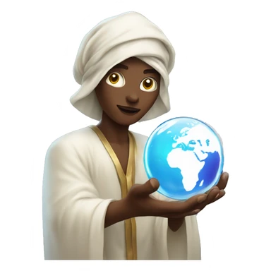 Fortune teller holding a crystal ball with the earth inside it sticker
