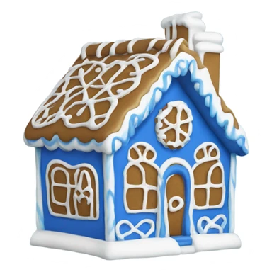 A blue and white gingerbread house sticker