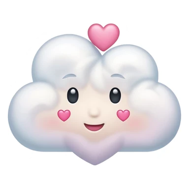 white thought cloud with a pink heart in the center, soft style, pink details, Apple emoji style sticker