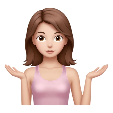 brown hair girl wearing light pink pilates clothes, silk beautiful medium hair and brown eyes sticker