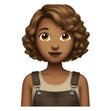 A girl with brown bob haircut, she paint sticker