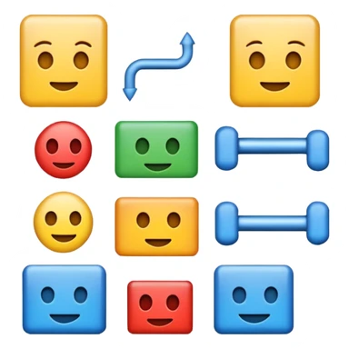 emoji for code refactoring, showing code blocks being rearranged, clean and simple sticker