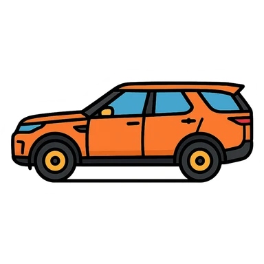 Land Rover Discovery 5 side view facing left, simple and recognizable icon style, clean lines, no background sticker
