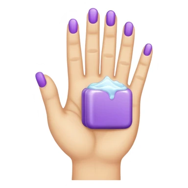 purple four finger hand with soap sticker