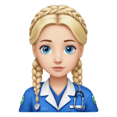 Paramedic girl with french braided blonde hair and blue eyes sticker