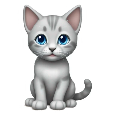grey kitten blue eyes sitting on the table  sticker
