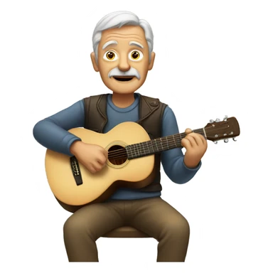 Old Man playing acoustic guitar  sticker