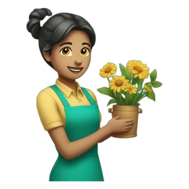 Florist in a turquoise apron.  sticker