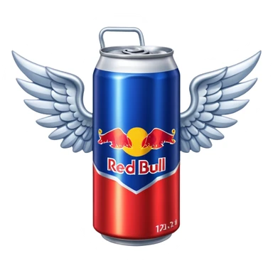 a red bull can with wings sticker
