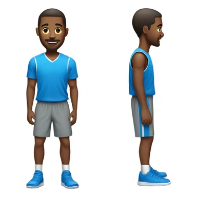 Guy with a blue shirt on gray shorts on about to play basketball sticker