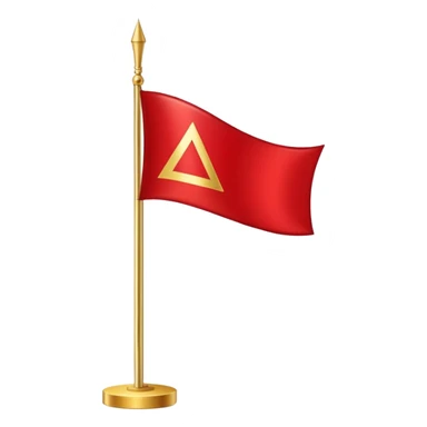 Red triangle flag and gold pole sticker