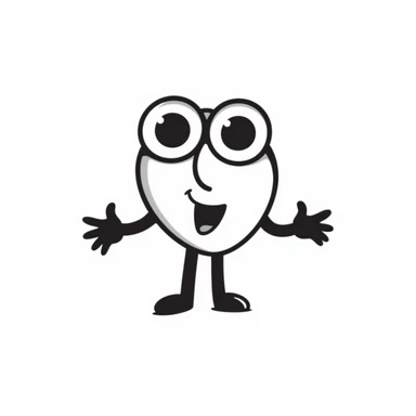 replay symbol caricature with googly eyes and black cartoonish limbs, playful and expressive sticker