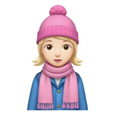 Kid wearing pink hat and scarf, full body sticker