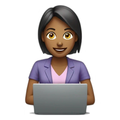 Mulher trabalhando em pé no computador sticker