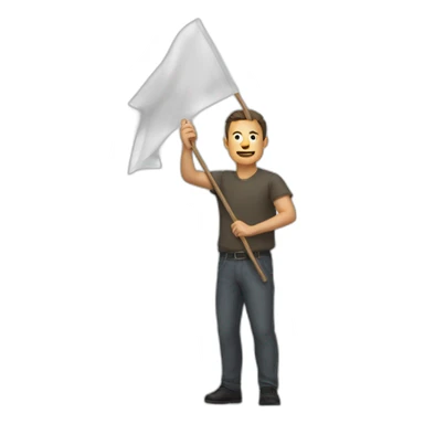 Man Surrenders waving white flag sticker