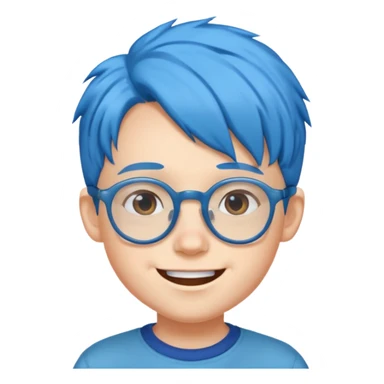 blue haired kid with glasses sticker