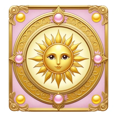 magical tarot-like card inspired by the Clow Cards from Cardcaptor Sakura. The card has ornate golden borders, a sun or moon symbol at the top, and a mysterious illustration in the center. The background is a soft, enchanted pastel tone. sticker