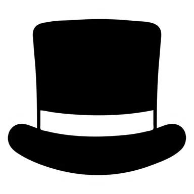 black top hat with gray ribbon solid filled icon sticker