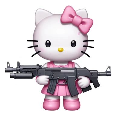 Hello kitty with a machine gun sticker