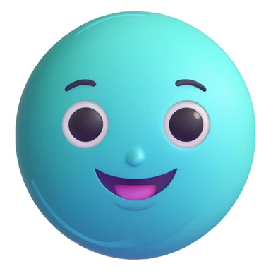 Uranus planet emoji with a confident, smiling face, blue-green hues, stylized rings, embodying individuality and the spirit of innovation sticker