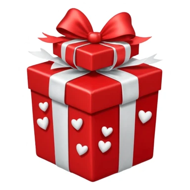 a red gift with a white bow that opens and red hearts fly out of it sticker