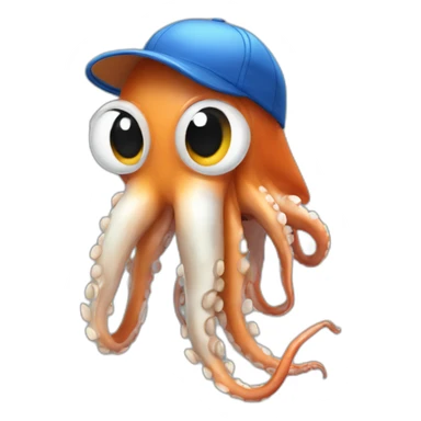 Squid wearing a baseball cap sticker