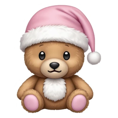 Teddy bear with pale pink Santa hat  sticker