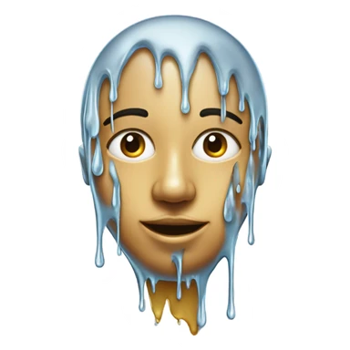 Face covered in liquid sticker