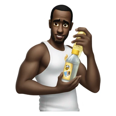 P diddy holdin baby oil sticker
