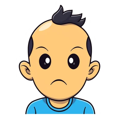 Man with a gigantic forehead, humorous character, silly expression sticker