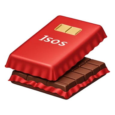 a chocolate bar with half red wrapped sticker