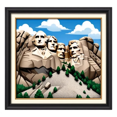 Mount Rushmore Landmark Emoji – Displaying the carved faces of four U.S. presidents in the granite mountainside. sticker