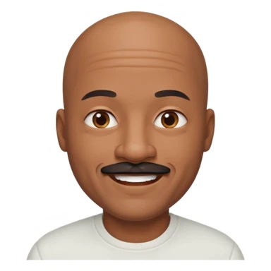 bald black dad with chin mustache smile warmly in white shirt sticker