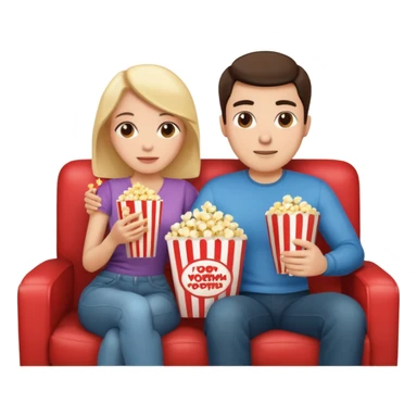 
A couple sitting on a sofa in a room enjoying a movie sticker