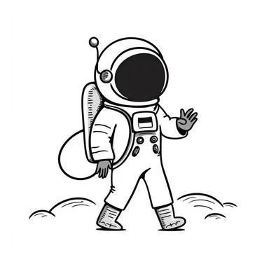 Cosmonaut walking on a planet surface, wearing a spacesuit with Russian flag, light hair and light skin visible through helmet sticker