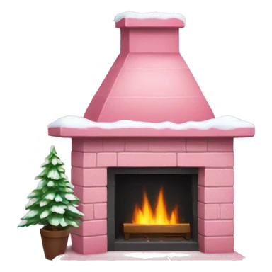 Winter Pink FirePlace, with snow on it sticker