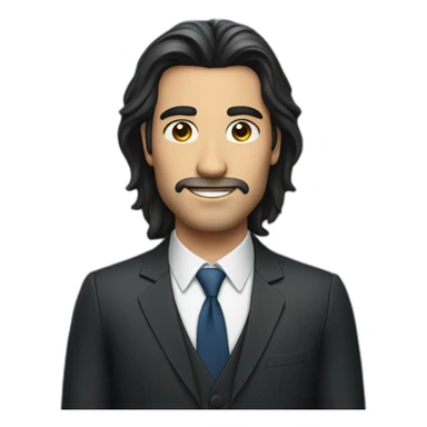 a man with long dark hair in a suit sticker