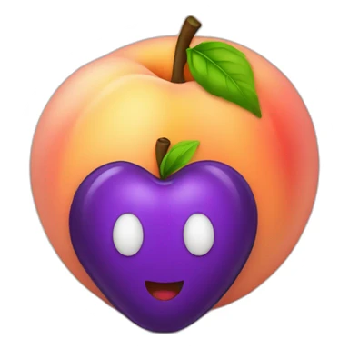 Peach with eggplant next to it sticker