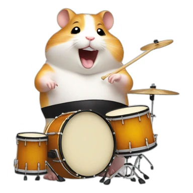 fat ecstatic hamster playing drums sticker