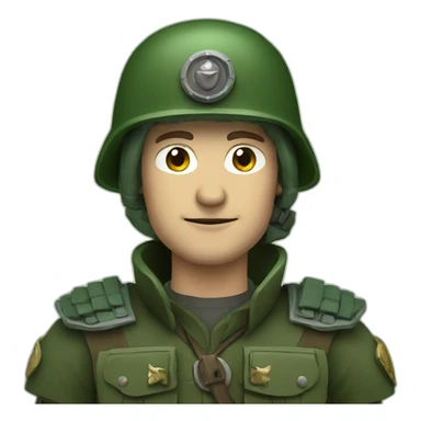 german guy with dark green army helm and raised arm sticker