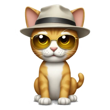Cat wearing backwards hat and sunglasses sticker