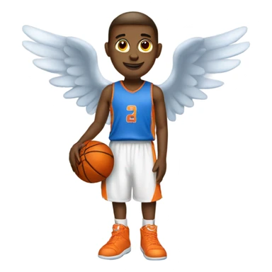 A blue and orange basketball Angel. sticker