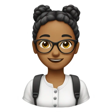 girl ith a hair bun and glasses and braces sticker