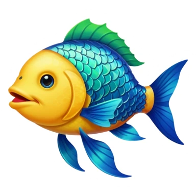 A fish holding a plant with its mouth sticker