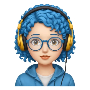 headphone and spectacles, curly bluevgirl sticker
